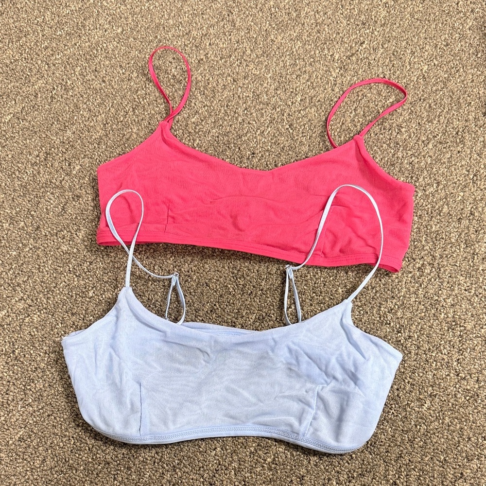 Alo Yoga Airmesh Venus Bralette in Pink Summer Crush and Seashell Blue Bundle